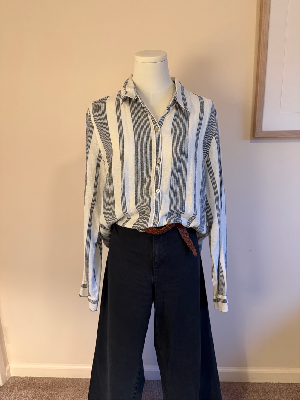 Orvis Vertical Stripe Button-Down Shirt in White and Blue-Gray
